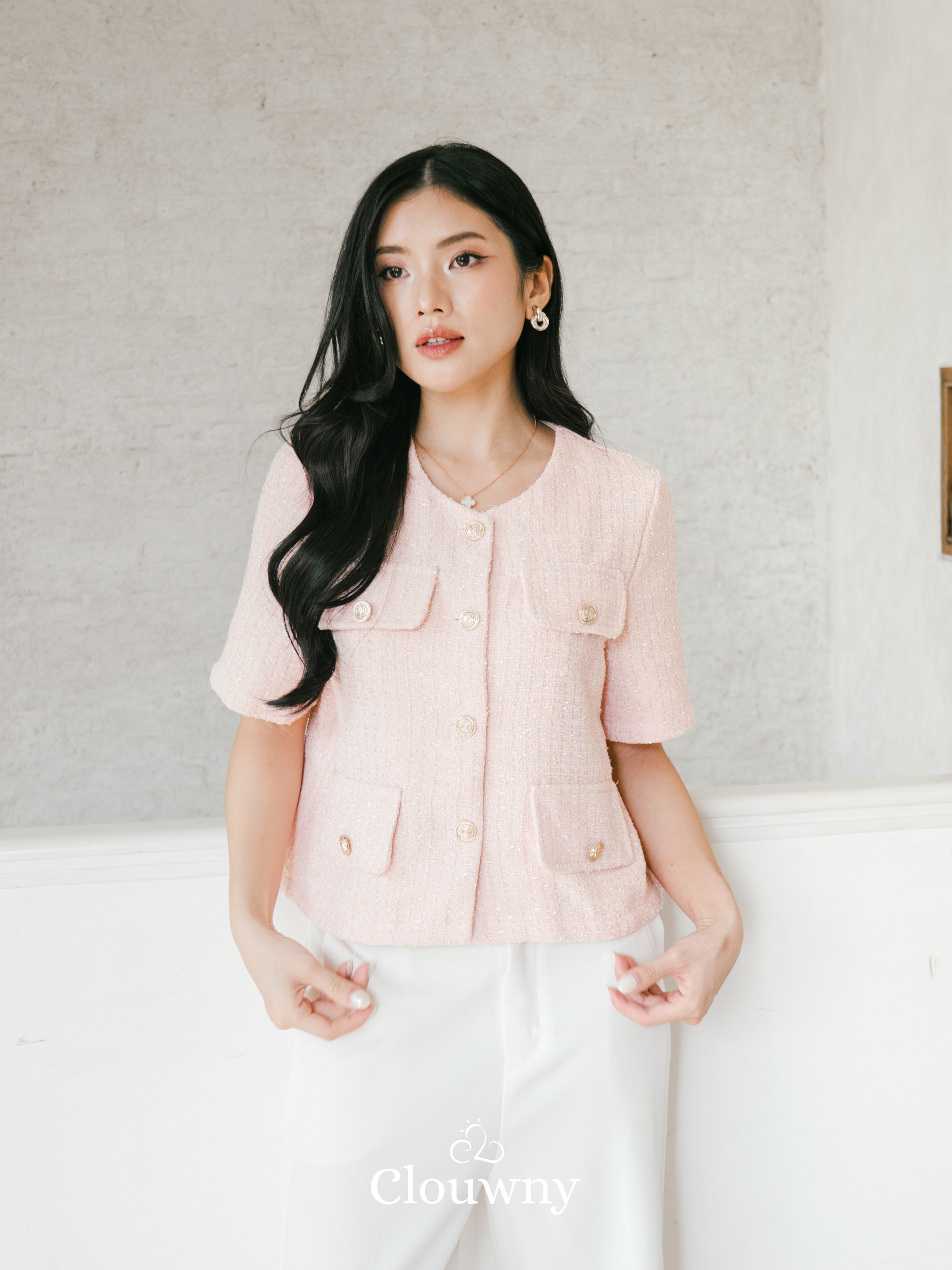 Berlin Tweed Top - Pink